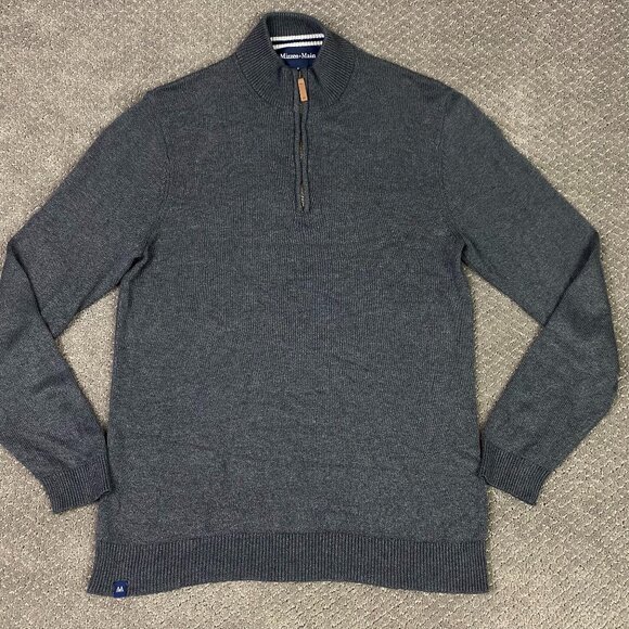 Mizzen + Main Quarter Zip Sweater Men's Small Gray 1/4 Zip Pullover and - Picture 2 of 13